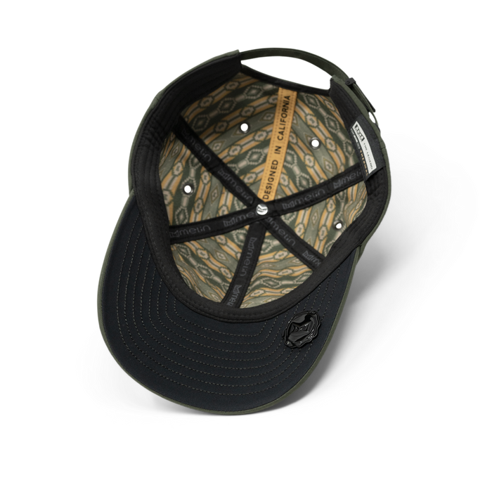 The inside view of the melin The Legend Thermal  Performance Dad Hat in Military