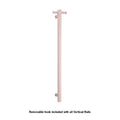 Thermogroup 12V Vertical Single Bar Round Heated Towel Rail Dusty Pink - The Blue Phase