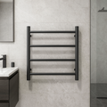 Thermogroup 4 Bar Thermorail Black Round Heated Towel Ladder 550mm in hotel style bathroom