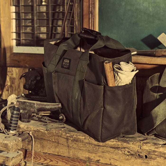 TIN CLOTH OPEN SUPPLY TOTE - OTTER GREEN