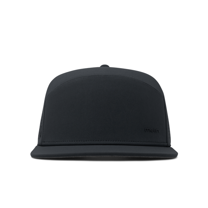 The front view of melin's Trenches Hydrolite snapback hat in Black