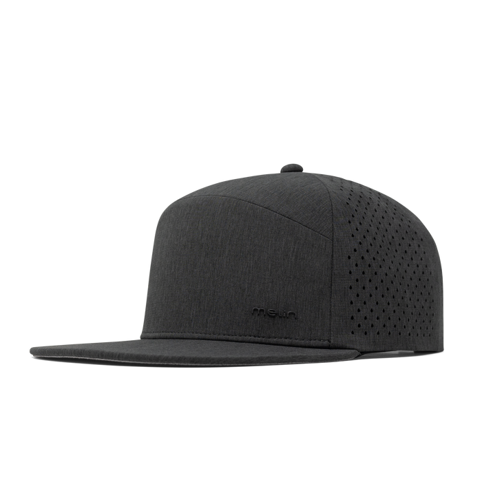 The front, angled view of the melin Trenches Hydrolite  Horizon Fit in  Heather Charcoal