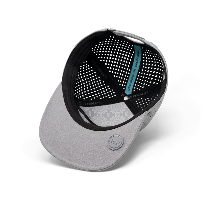 The inside view of the melin Trenches Hydrolite  Horizon Fit in  Heather Grey