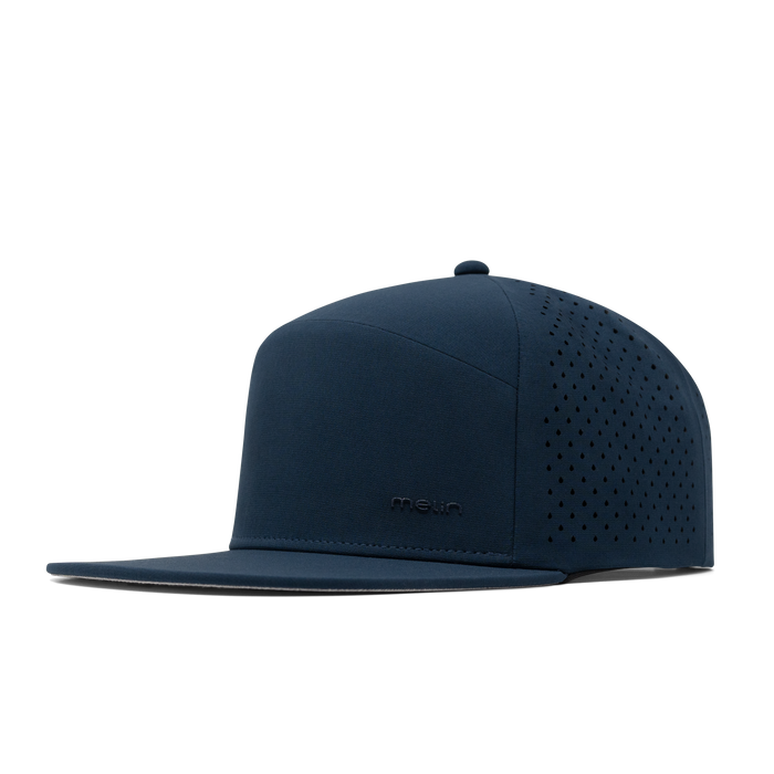 The front, angled view of the melin Trenches Hydrolite  Horizon Fit in  Navy