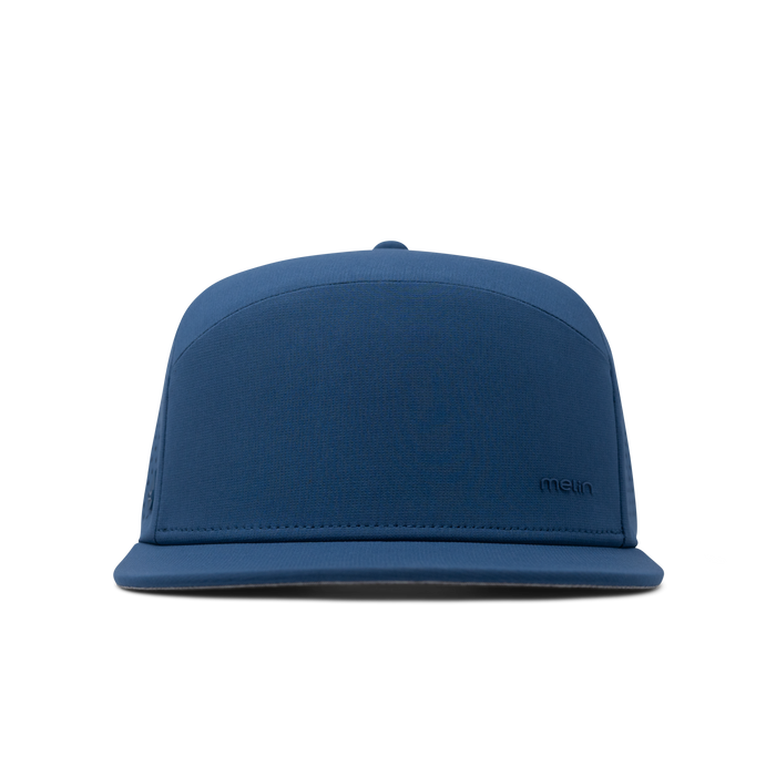 The front view of melin's Trenches Hydrolite snapback hat in Steel Blue