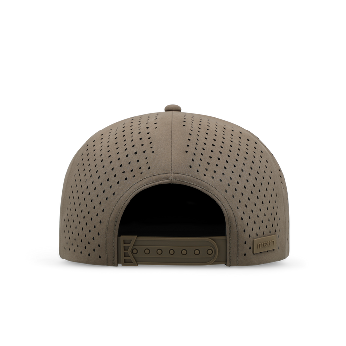 The back view of the melin Horizon Fit Trenches Hydrolite hat in teak