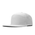 The front, angled view of melin's Trenches Hydrolite snapback hat in White