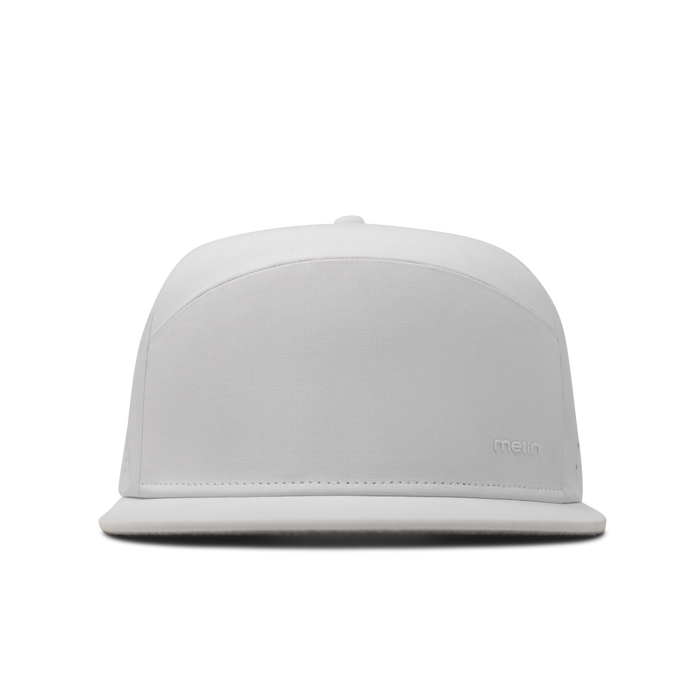 The front view of melin's Trenches Hydrolite snapback hat in White