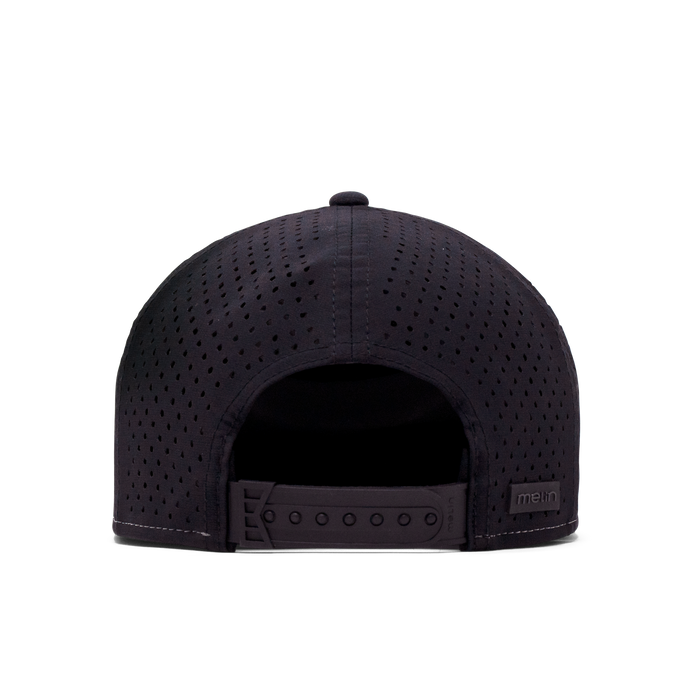 The back view of the Melin Horizon Fit Treches Icon Hydro hat in black camo