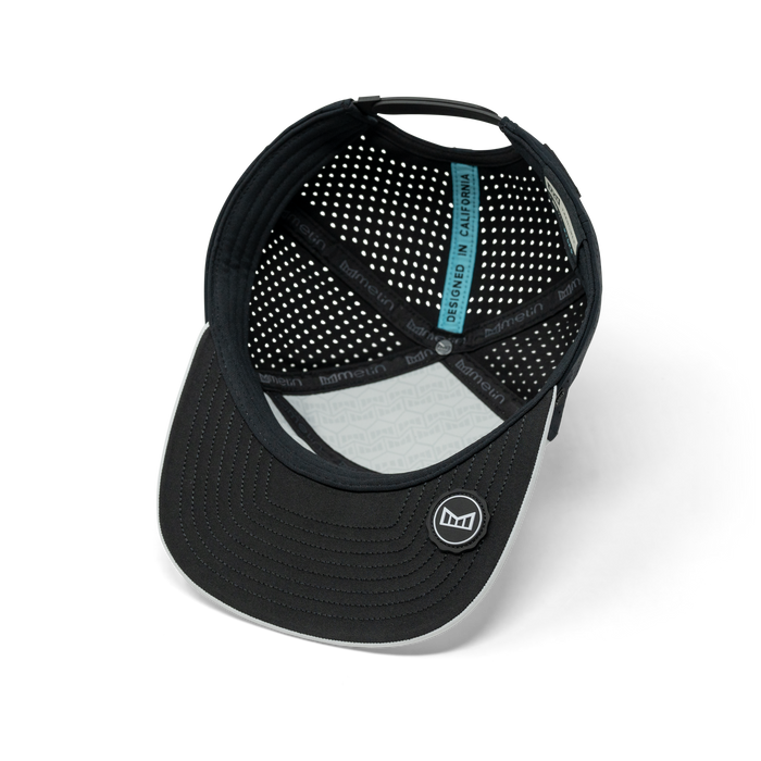 The inside view of the melin Horizon Fit Trenches Icon Hydro in Black / White