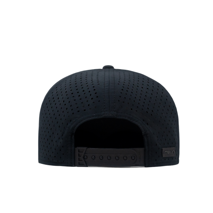 The back view of the Melin Horizon Fit Treches Icon Hydro hat in black