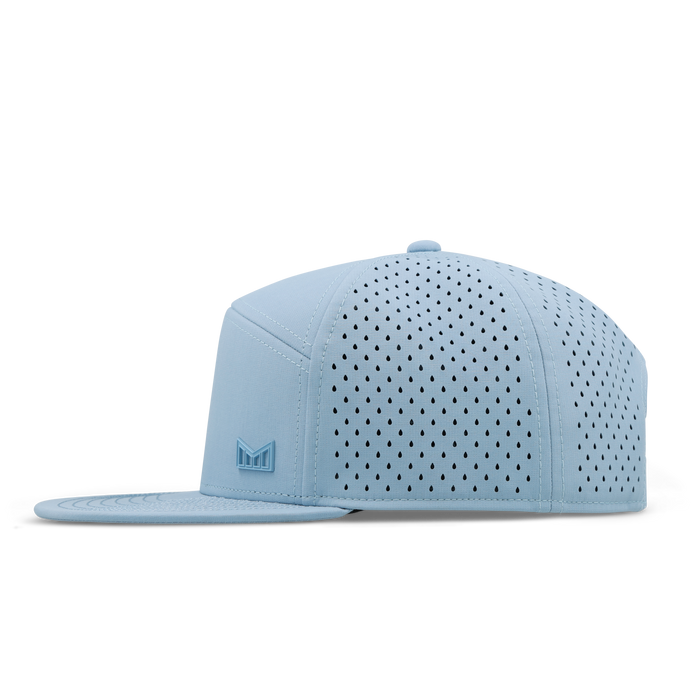 The side view of the melin Trenches Icon Hydro  Horizon Fit in  Cashmere Blue