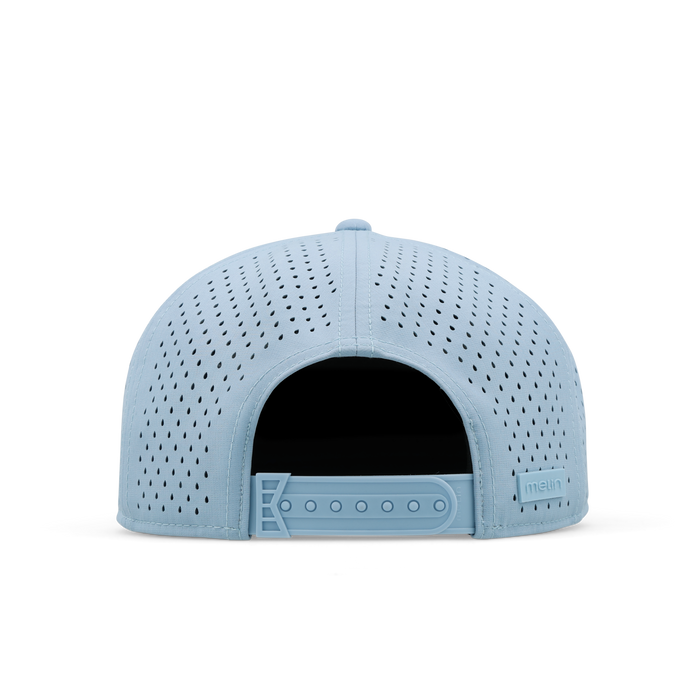 The back view of the melin Trenches Icon Hydro  Horizon Fit in  Cashmere Blue