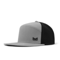 The front, angled view of the melin Trenches Icon Hydro  Horizon Fit in Heather Grey / Black
