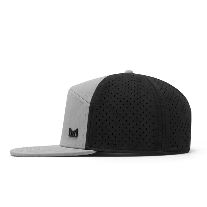 The side view of the melin Trenches Icon Hydro  Horizon Fit in Heather Grey / Black