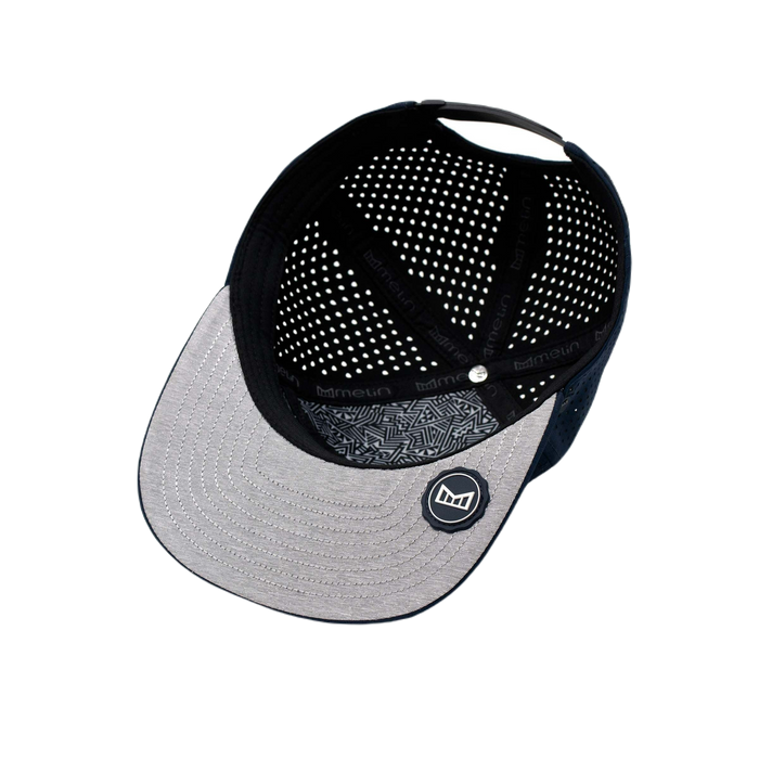 The inside view of the Melin Horizon Fit Treches Icon Hydro hat in dark blue