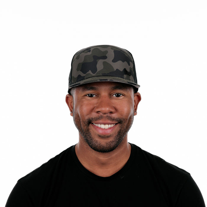 The model-image of the Melin Horizon Fit Trenches Icon Hydro hat in Olive Camo