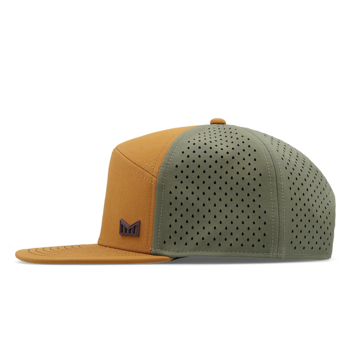 The side view of the melin Horizon Fit Trenches Icon Hydro hat in transit