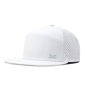 The angled view of the Melin Horizon Fit Trenches Icon Hydro hat in white