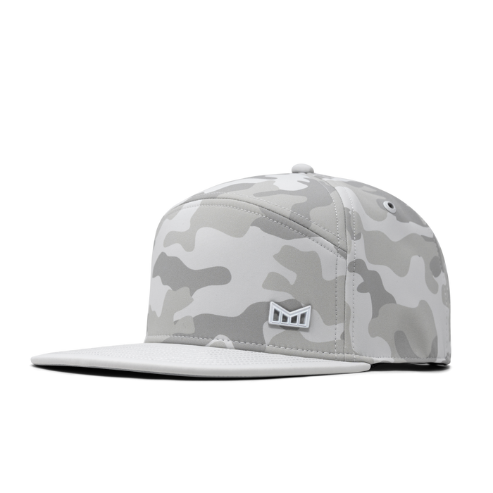 The front, angled view of the melin Trenches Icon Infinite Thermal  Horizon Fit in Snow Camo