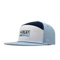 The front, angled view of the melin Trenches Links Hydro  Horizon Fit in Sky Blue / White