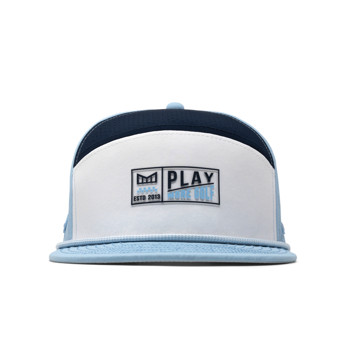 The front view of the melin Trenches Links Hydro  Horizon Fit in Sky Blue / White