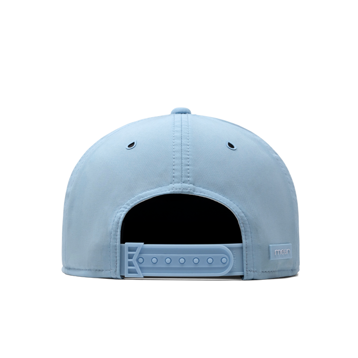 The back view of the melin Trenches Links Hydro  Horizon Fit in Sky Blue / White