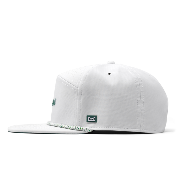 The side view of melin's Trenches Links Hydro - White / Green