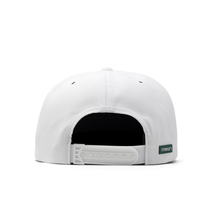 The back view of melin's Trenches Links Hydro - White / Green