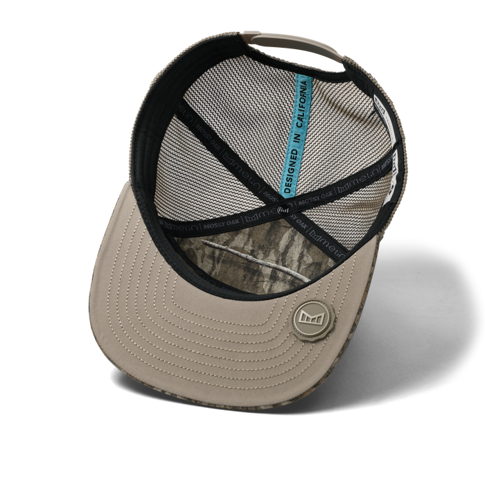 The inside view of the melin Horizon Fit Trenches Mossy Oak Hydro hat in Bottomland
