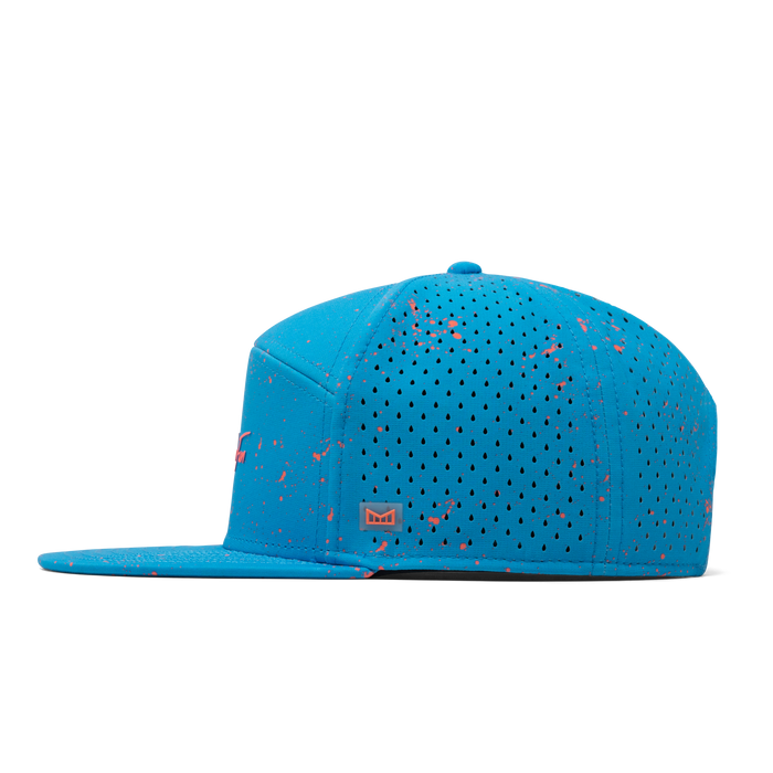 The side view of the melin Trenches Neon Hydro  Horizon Fit in Electric Blue