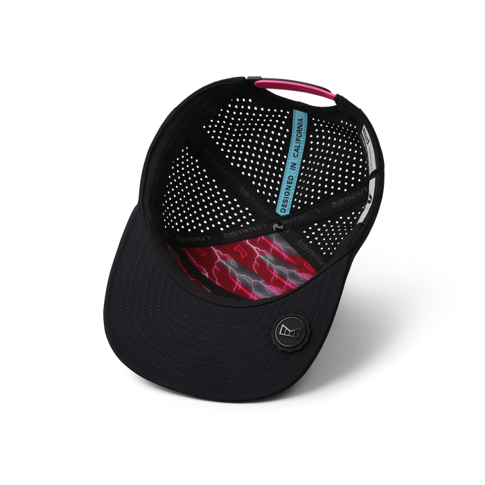 The inside view of the melin Horizon Fit Hydro Trenches Tach'd hat in black