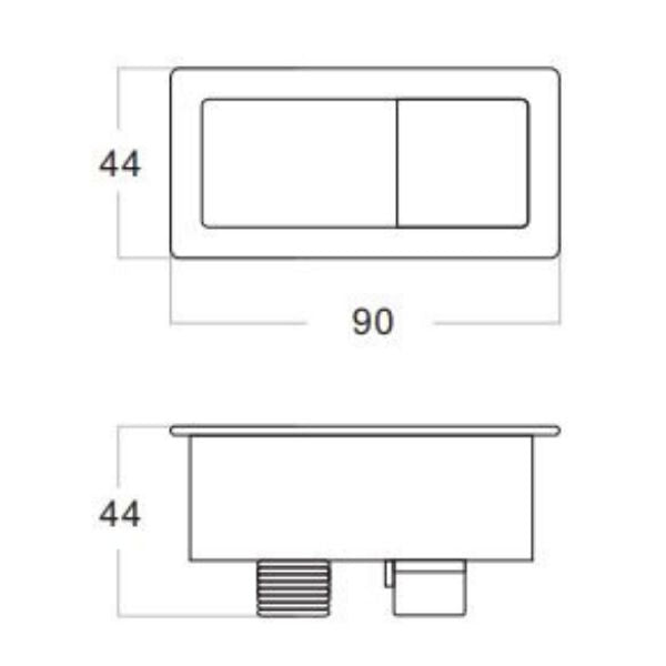 Turner Hastings Rectangle Brushed Brass Flush Button Line Drawing