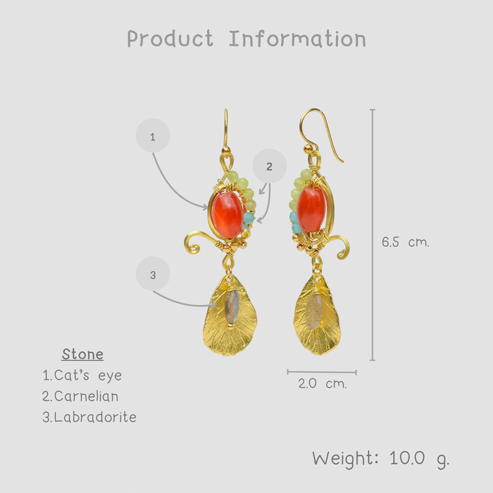 Unique Handmade Brass Wire Earrings with Natural Stone Accents #3
