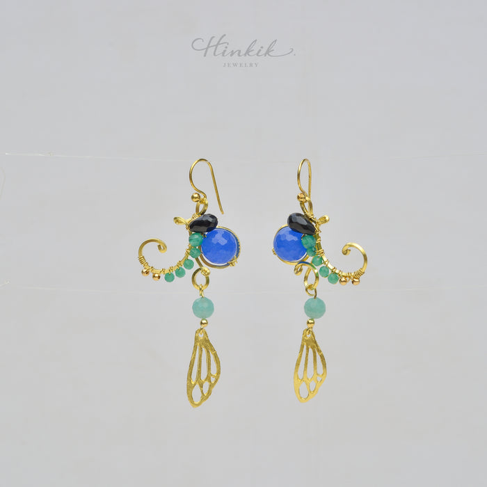 Unique Handmade Brass Wire Earrings with Natural Stone Accents #4