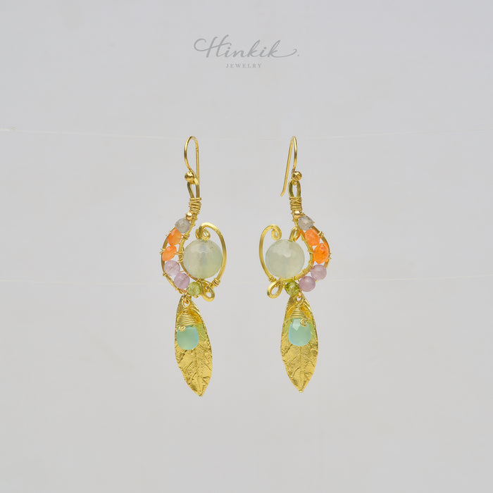 Unique Handmade Brass Wire Earrings with Natural Stone Accents #6