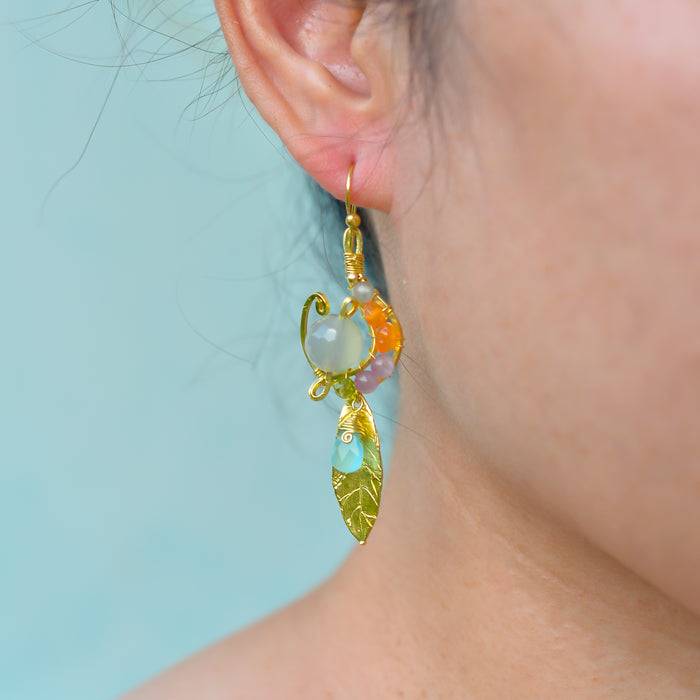 Unique Handmade Brass Wire Earrings with Natural Stone Accents #6