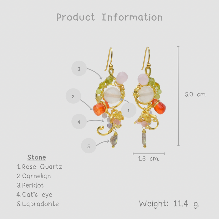 Unique Handmade Brass Wire Earrings with Natural Stone Accents #8