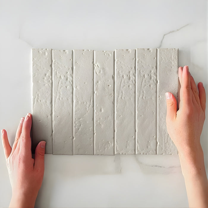 Pattern with Hand Vanilla Blaire Brick Tile Textured Matte 45 x 230 x 8mm Porcelain 23ANTCO - The Blue Space