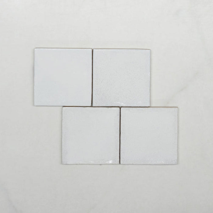 Pattern No Hand White Dianna Zellige Tile 100 x 100 x 9mm Spanish Ceramic  - The Blue Space
