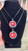 White Gold Filled Herringbone Curb Picture Necklace