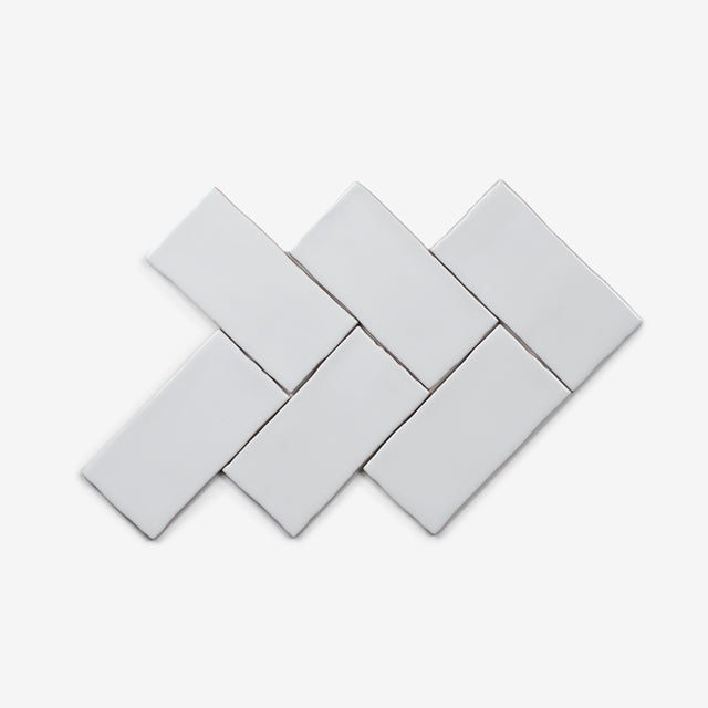 White Luca Hand Made Matte Subway Tile 75 x 150 x 8mm  | The Blue Space