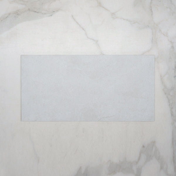 White Tilly Tundra Stone Tile Gloss 300 x 600 x 10mm Porcelain