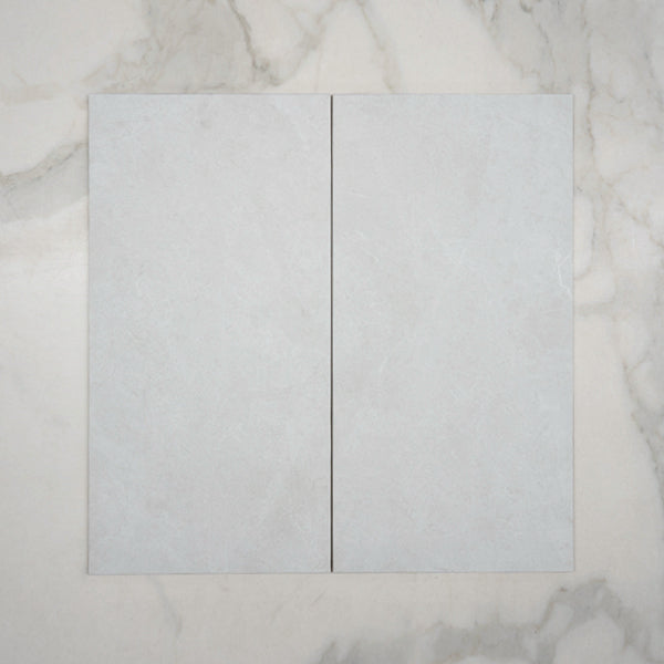 White Tilly Tundra Stone Tile Gloss 300 x 600 x 10mm Porcelain