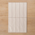 Whitehaven Cream Beige Wavy Satin Ceramic Subway Tile Straight Pattern - The Blue Space