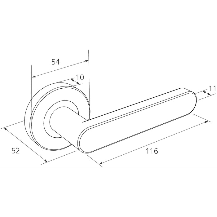 Line Drawing Zanda Duke Passage Door Handle Set Satin Brass 10091.SB - The Blue Space